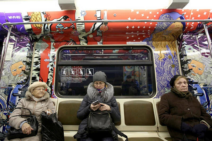 метро, поезд, рождество
