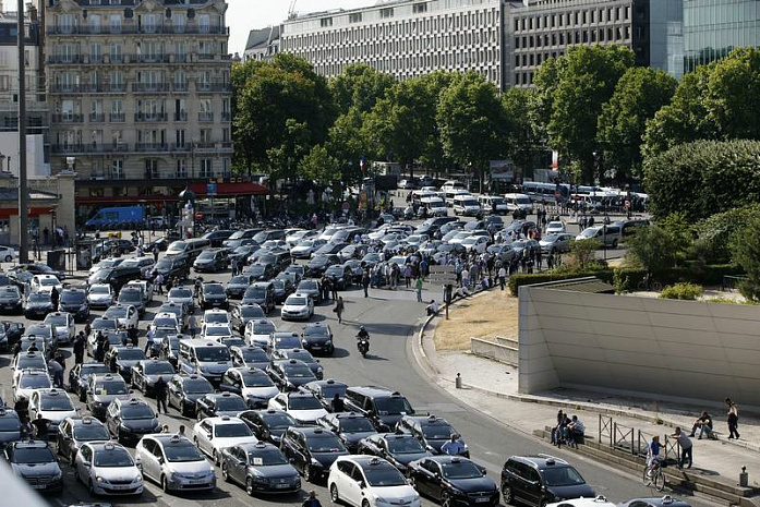 франция, париж, протест, такси