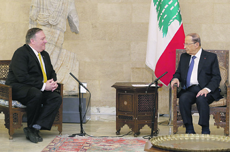 ливан, президент, мишель аун, помпео, хезболла, иран, израиль