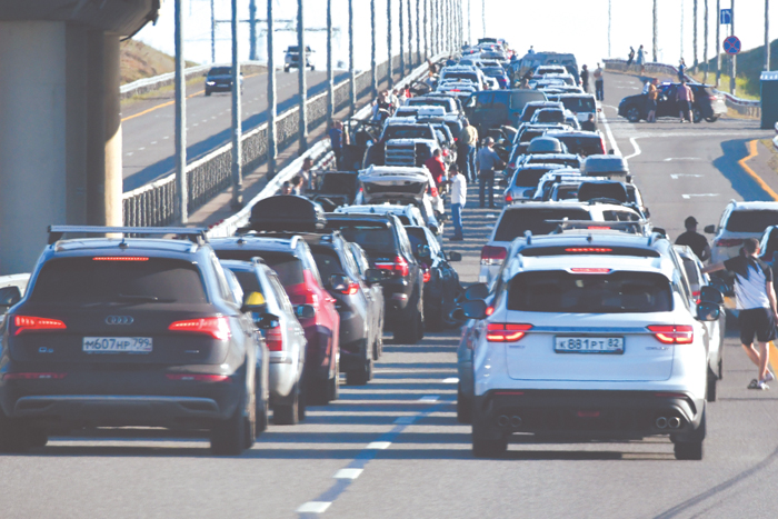 Краснодарский край. Автопробка перед Крымским мостом