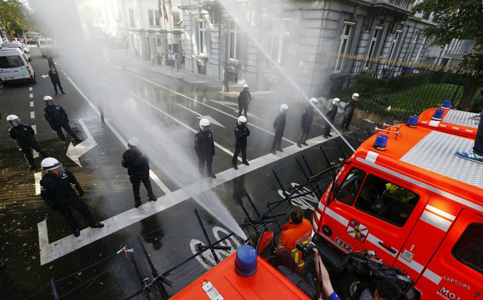 Бельгия,Брюссель, пожарные, протест