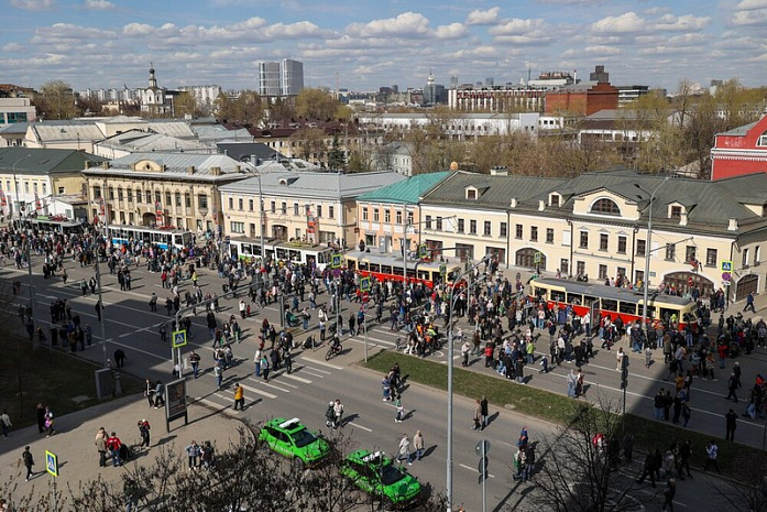 москва, трамваи, парад