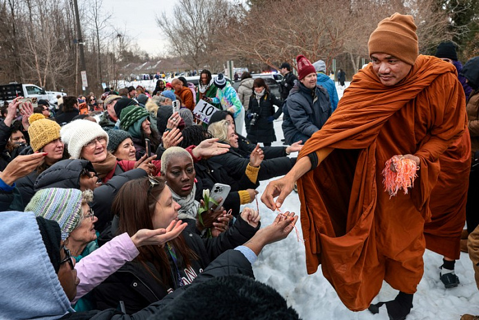 сша, религия, ьуддизм, монахи, марш мира, техас, вашингтон