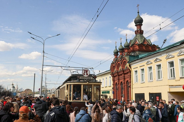москва, трамваи, парад