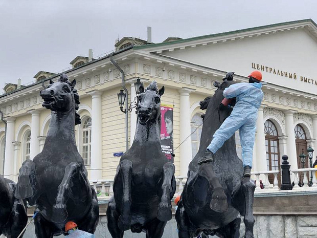 москва, фонтаны, весна, помывка, манежная площадь, времена года