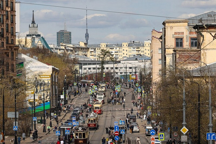 москва, трамваи, парад