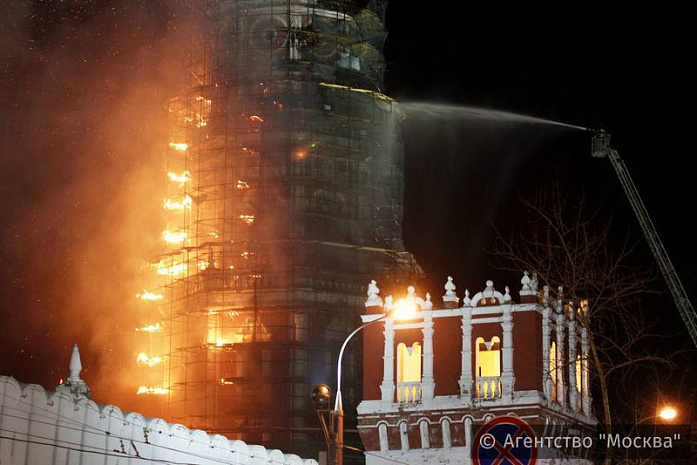 москва, проишествия, пожар, новодевичий монастырь, колокольня