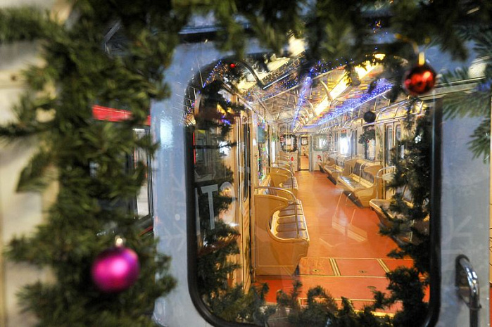 москва, метро, поезд, новый год