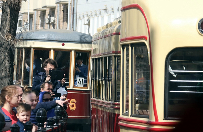 москва, трамвай, парад