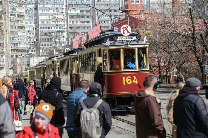 москва, трамвай, парад