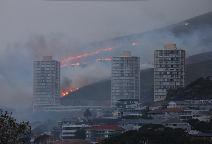 юар, кейптаун, лесные пожары, столовая гора
