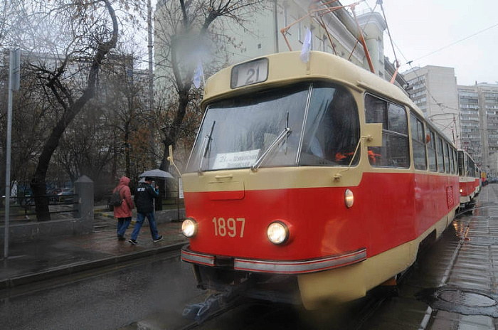 москва, парад, трамвай
