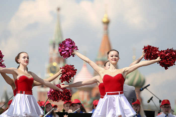 духовые оркестры, дети, спасская башня, москва, зарядье