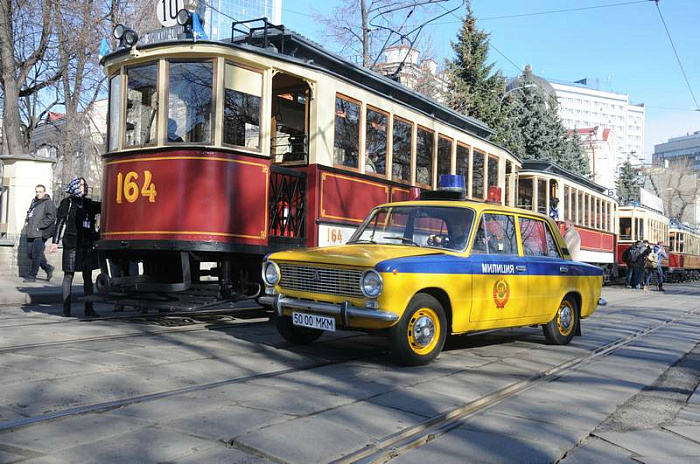 россия, москва, трамвай, парад, конка