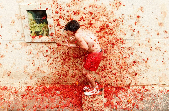 испания, фестиваль, La Tomatina, помидоры, томаты, битва