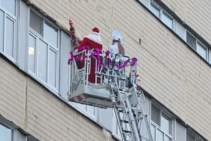 россия, москва, новый год, дед мороз, десант, детская больница