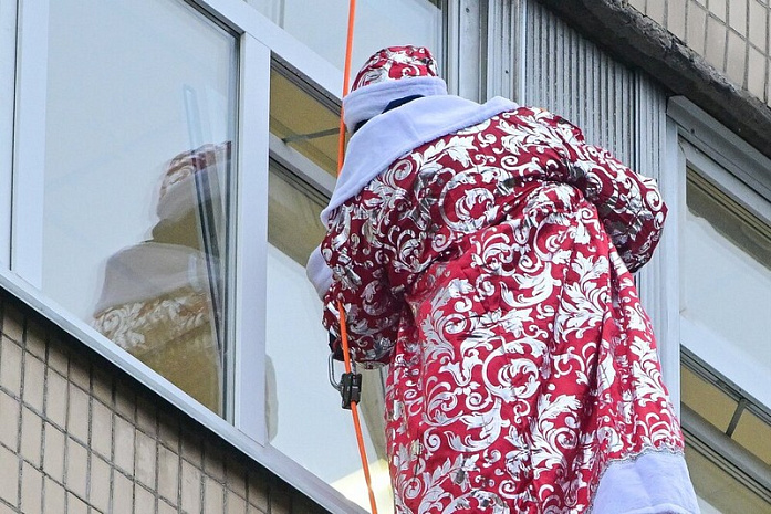 россия, москва, новый год, дед мороз, десант, детская больница