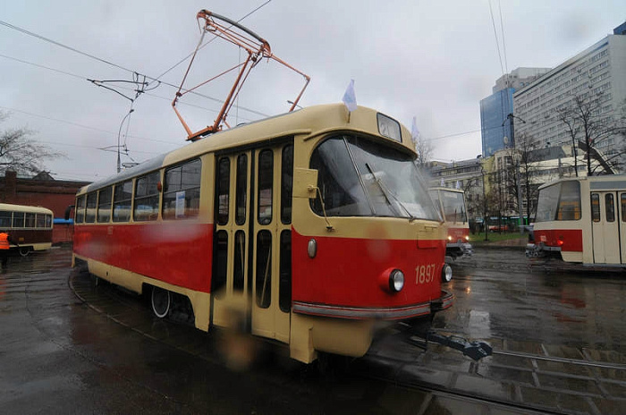 москва, парад, трамвай