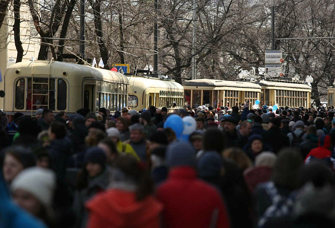 москва, трамвай, парад
