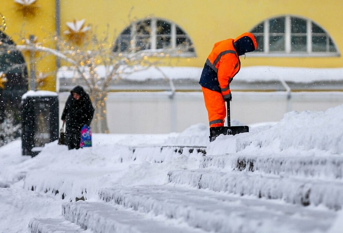россия, москва, снег, уборка