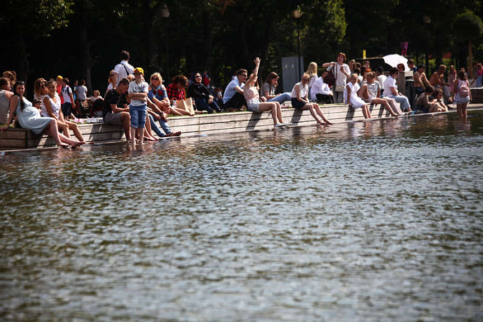 москва, жара, фонтаны, купание