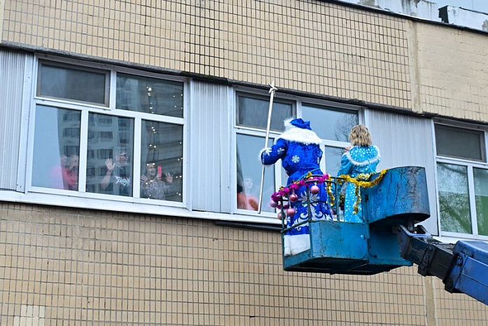 россия, москва, новый год, дед мороз, десант, детская больница