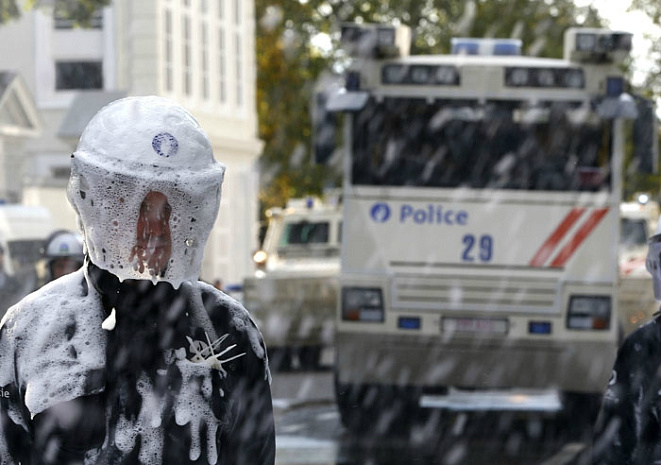 Бельгия,Брюссель, пожарные, протест