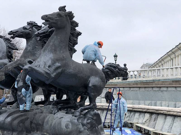 москва, фонтаны, весна, помывка, манежная площадь, времена года