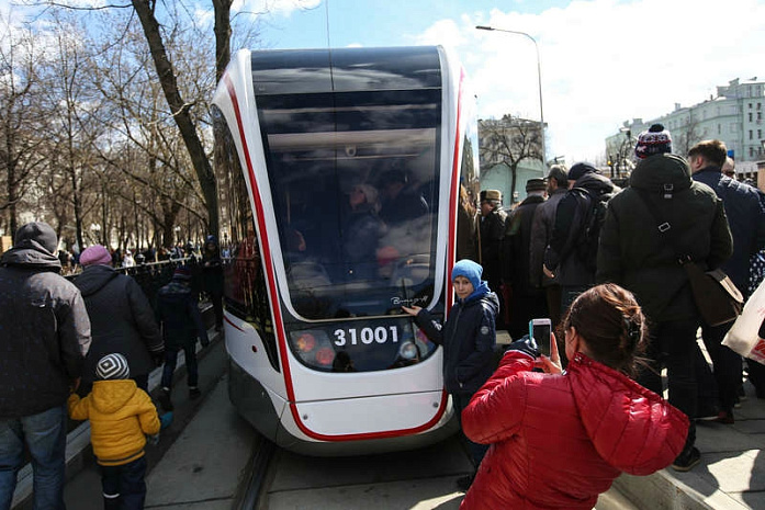 москва, трамвай, парад
