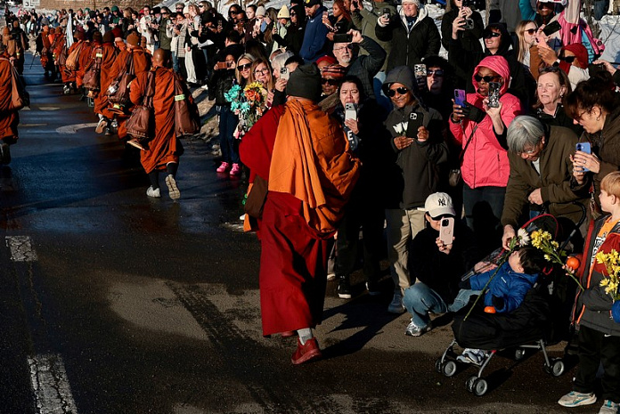 сша, религия, ьуддизм, монахи, марш мира, техас, вашингтон
