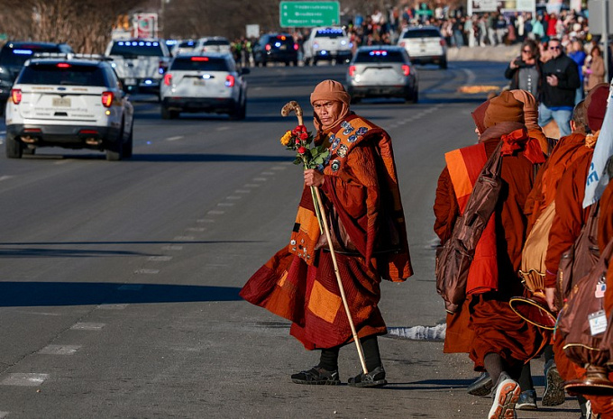 сша, религия, ьуддизм, монахи, марш мира, техас, вашингтон