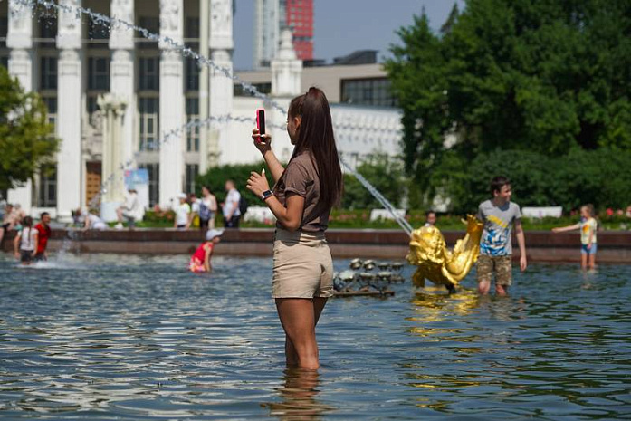 москва, жара, жители, водоем, фонтан