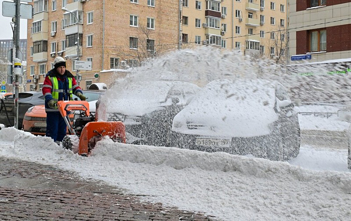 россия, москва, снег, уборка
