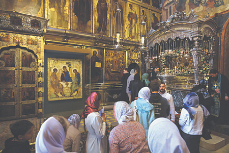 национальное сокровище, духовная ценность, сохранность, икона, рублевская троица, рпц